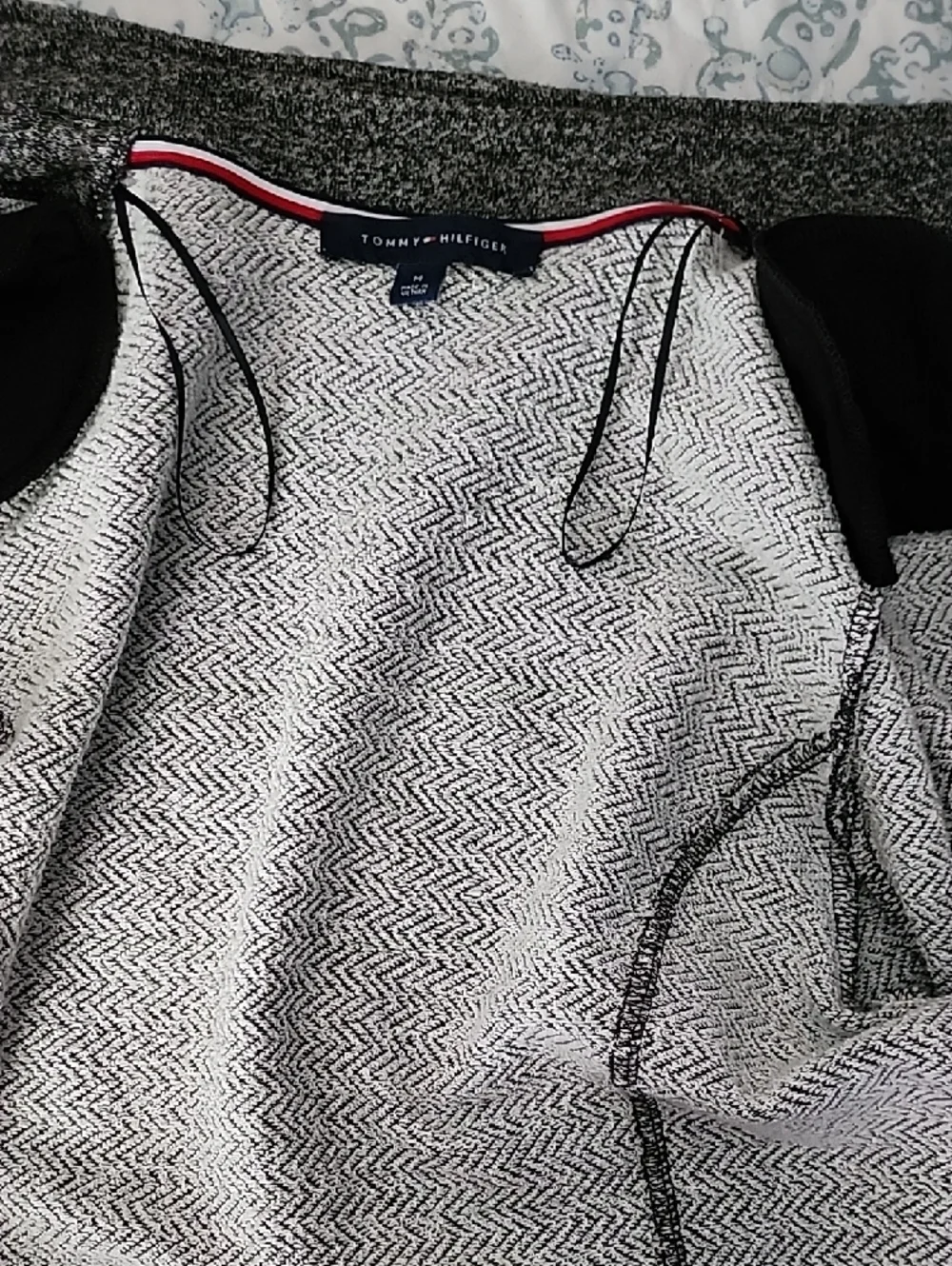 Tommy Hilfiger Women's Black & White Military-Style Knit Jacket - Picture 3 of 7